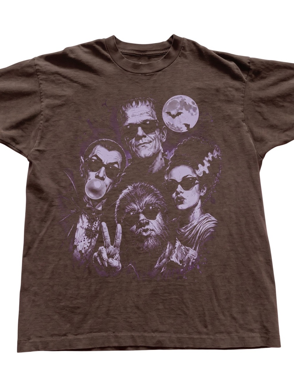 Men's Brown Graphic Monster Crewneck T-Shirt